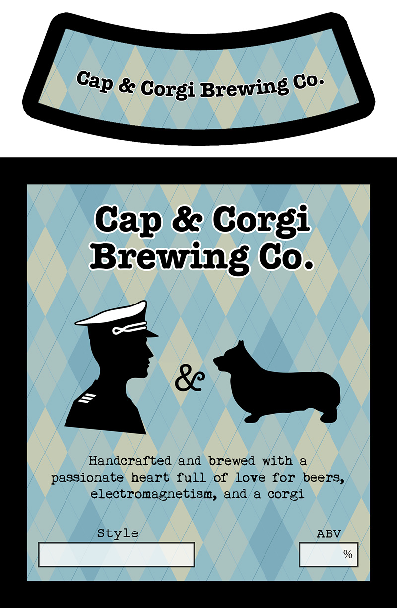 Cap and corgi beer label